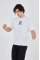 Erkek Bisiklet Yakalı Baskılı T-Shirt - Beyaz