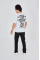 Erkek Bisiklet Yakalı Baskılı T-Shirt - Beyaz