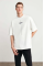 Unisex Baskılı Oversize T-Shirt - Beyaz