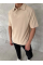 Yakalı Patlı Kısa Kol T-shirt - Bej