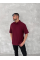 Yakalı Patlı Kısa Kol T-shirt - Bordo