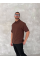 Yakalı Patlı Kısa Kol T-shirt - Kahverengi