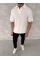 Yakalı Patlı Kısa Kol T-shirt - Beyaz