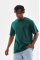 Unisex Oversize Düz Bisiklet Yaka T-Shirt - Koyu Yeşili