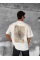 Ön Ve Arka Baskılı Oversize Bisiklet Yaka T-shirt - Beyaz
