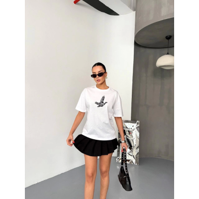 Kısa Kol Baskılı T-shirt - Beyaz Kısa Kol Baskılı T-shirt - Beyaz