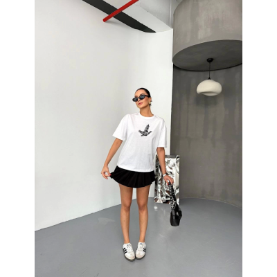 Kısa Kol Baskılı T-shirt - Beyaz Kısa Kol Baskılı T-shirt - Beyaz