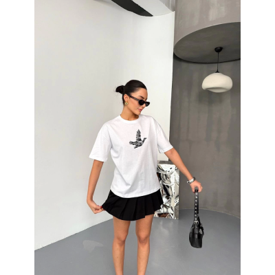 Kısa Kol Baskılı T-shirt - Beyaz Kısa Kol Baskılı T-shirt - Beyaz