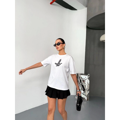 Kısa Kol Baskılı T-shirt - Beyaz Kısa Kol Baskılı T-shirt - Beyaz