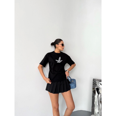 Kısa Kol Baskılı T-shirt - Siyah Kısa Kol Baskılı T-shirt - Siyah