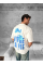 Ön Ve Arka Baskılı Oversize Bisiklet Yaka T-shirt- Beyaz