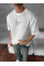 Ön Ve Arka Baskılı Oversize Bisiklet Yaka T-shirt- Beyaz
