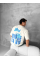Ön Ve Arka Baskılı Oversize Bisiklet Yaka T-shirt- Beyaz