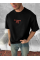 Ön Ve Arka Baskılı Oversize Bisiklet Yaka T-shirt- Siyah