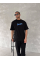 Ön Ve Arka Baskılı Oversize Bisiklet Yaka T-shirt- Siyah