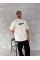 Ön Ve Arka Baskılı Oversize Bisiklet Yaka T-shirt- Beyaz