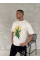Ön Ve Arka Baskılı Oversize Bisiklet Yaka T-shirt- Beyaz