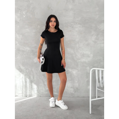 Kısa Kollu Mini Elbise - Siyah Kısa Kollu Mini Elbise - Siyah