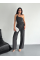 Asimetrik Crop Pantalon Ikili Takım - Füme Asimetrik Crop Pantalon Ikili Takım - Füme