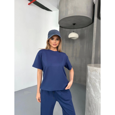 Osy Modal Yumuşak Dokulu Kumaş Kısa Kollu Bluz Rahat Pantalon Ikili Takım- Lacivert Osy Modal Yumuşak Dokulu Kumaş Kısa Kollu Bluz Rahat Pantalon Ikili Takım- Lacivert