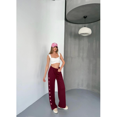 Osy Modal Yumuşak Dokulu Kumaş Nakış Işlemeli Rahat Bol Paça Eşofman Pantalon - Bordo Osy Modal Yumuşak Dokulu Kumaş Nakış Işlemeli Rahat Bol Paça Eşofman Pantalon - Bordo