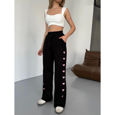 Osy Modal Yumuşak Dokulu Kumaş Nakış Işlemeli Rahat Bol Paça Eşofman Pantalon - Siyah Osy Modal Yumuşak Dokulu Kumaş Nakış Işlemeli Rahat Bol Paça Eşofman Pantalon - Siyah