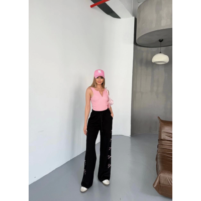 Osy Modal Yumuşak Dokulu Kumaş Nakış Işlemeli Rahat Bol Paça Eşofman Pantalon - Siyah Osy Modal Yumuşak Dokulu Kumaş Nakış Işlemeli Rahat Bol Paça Eşofman Pantalon - Siyah