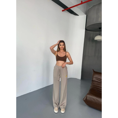 Osy Modal Yumuşak Dokulu Kumaş Nakış Işlemeli Rahat Bol Paça Eşofman Pantalon - Bej Osy Modal Yumuşak Dokulu Kumaş Nakış Işlemeli Rahat Bol Paça Eşofman Pantalon - Bej