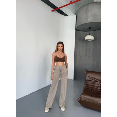 Osy Modal Yumuşak Dokulu Kumaş Nakış Işlemeli Rahat Bol Paça Eşofman Pantalon - Bej Osy Modal Yumuşak Dokulu Kumaş Nakış Işlemeli Rahat Bol Paça Eşofman Pantalon - Bej