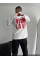 Baskılı Oversize Bisiklet Yaka T-shirt - Beyaz