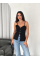 Askılı Dekolte Deraylı Bluz Crop - Siyah Askılı Dekolte Deraylı Bluz Crop - Siyah