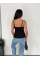 Askılı Dekolte Deraylı Bluz Crop - Siyah Askılı Dekolte Deraylı Bluz Crop - Siyah