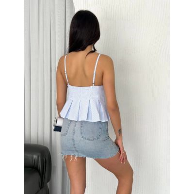 Askılı Dekolte Deraylı Crop - Açık Mavi Askılı Dekolte Deraylı Crop - Açık Mavi