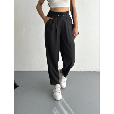 Yüksel Bel Rahat Paça Pantalon - Siyah Yüksel Bel Rahat Paça Pantalon - Siyah