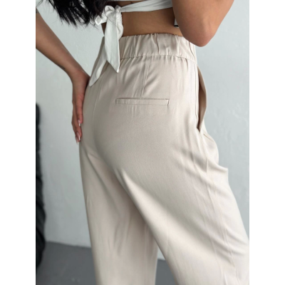 Yüksel Bel Rahat Paça Pantalon - Kırık Beyaz Yüksel Bel Rahat Paça Pantalon - Kırık Beyaz