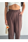 Yüksel Bel Rahat Paça Pantalon - Kahverengi Yüksel Bel Rahat Paça Pantalon - Kahverengi