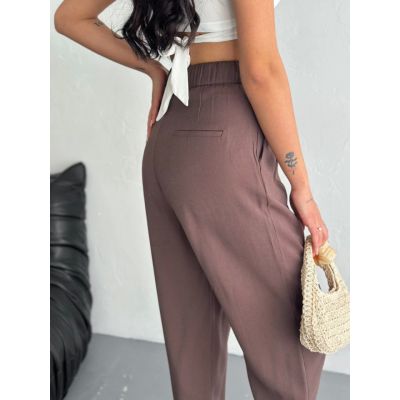 Yüksel Bel Rahat Paça Pantalon - Kahverengi Yüksel Bel Rahat Paça Pantalon - Kahverengi
