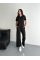 Osy Modal Yumuşak Dokulu Kumaş Kısa Kollu Yakalı T-shirt Pantalon Ikili Takım- Siyah Osy Modal Yumuşak Dokulu Kumaş Kısa Kollu Yakalı T-shirt Pantalon Ikili Takım- Siyah
