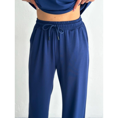 Osy Modal Yumuşak Dokulu Kumaş Kısa Kollu Yakalı T-shirt Pantalon Ikili Takım- Lacivert Osy Modal Yumuşak Dokulu Kumaş Kısa Kollu Yakalı T-shirt Pantalon Ikili Takım- Lacivert