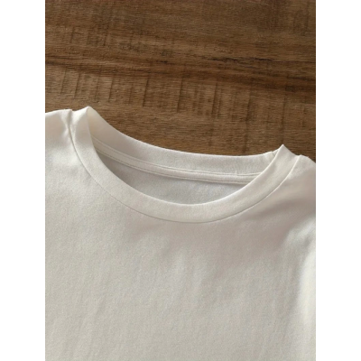Baskılı Oversize Bisiklet Yaka T-shirt - Beyaz Baskılı Oversize Bisiklet Yaka T-shirt - Beyaz