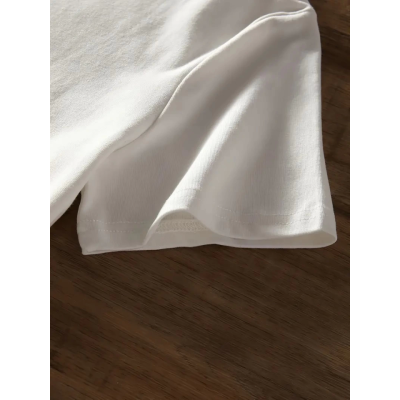 Baskılı Oversize Bisiklet Yaka T-shirt - Beyaz Baskılı Oversize Bisiklet Yaka T-shirt - Beyaz