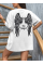 Baskılı Oversize Bisiklet Yaka T-shirt - Beyaz Baskılı Oversize Bisiklet Yaka T-shirt - Beyaz