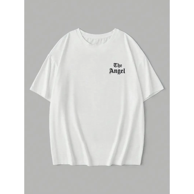 Baskılı Oversize Bisiklet Yaka T-shirt - Beyaz Baskılı Oversize Bisiklet Yaka T-shirt - Beyaz