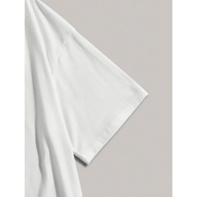 Baskılı Oversize Bisiklet Yaka T-shirt - Beyaz Baskılı Oversize Bisiklet Yaka T-shirt - Beyaz