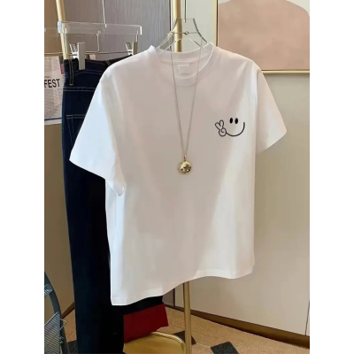 Baskılı Oversize Bisiklet Yaka T-shirt - Beyaz Baskılı Oversize Bisiklet Yaka T-shirt - Beyaz