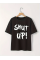 Baskılı Oversize Bisiklet Yaka T-shirt - Siyah Baskılı Oversize Bisiklet Yaka T-shirt - Siyah