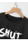 Baskılı Oversize Bisiklet Yaka T-shirt - Siyah Baskılı Oversize Bisiklet Yaka T-shirt - Siyah
