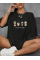 Baskılı Oversize Bisiklet Yaka T-shirt - Siyah Baskılı Oversize Bisiklet Yaka T-shirt - Siyah