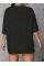 Baskılı Oversize Bisiklet Yaka T-shirt - Siyah Baskılı Oversize Bisiklet Yaka T-shirt - Siyah