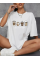 Baskılı Oversize Bisiklet Yaka T-shirt - Beyaz Baskılı Oversize Bisiklet Yaka T-shirt - Beyaz